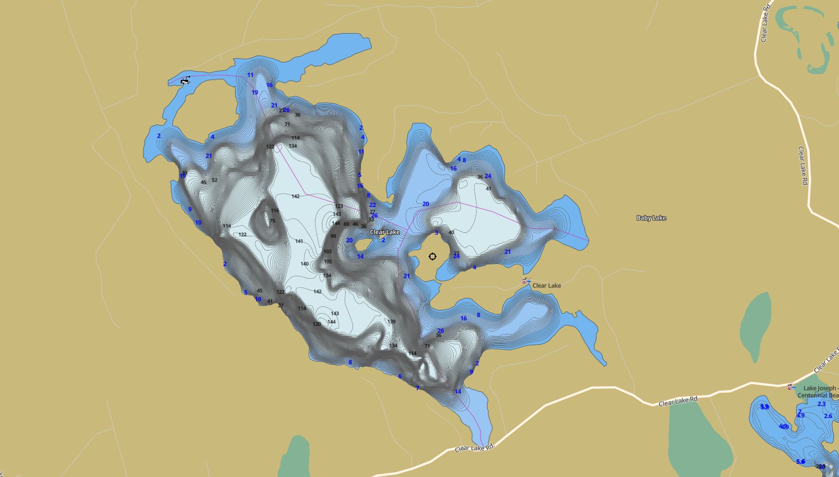 Contour Map of Clear Lake in Municipality of Seguin and the District of Parry Sound